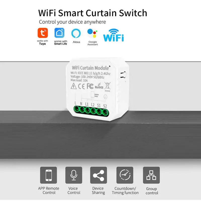 Tuya WiFi Smart Life Smart Curtain Switch For Roller Shutter Blind Motor Rolling Shutter Doors Work With Alexa Google Home
Tuya WiFi Smart Life Smart Curtain Switch For Roller Shutter Blind Motor Rolling Shutter Doors Work With Alexa Google Home