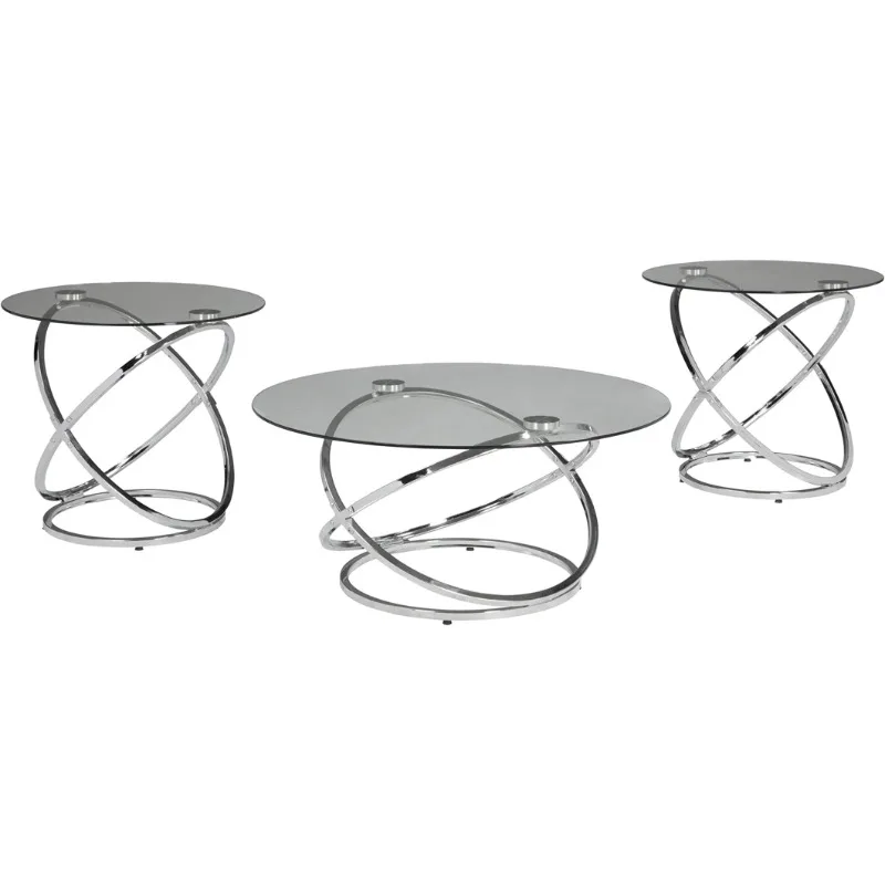 

Signature Design by Ashley Hollynyx Contemporary Round 3-Piece Occasional Table Set, Includes Coffee Table and 2 End Tables