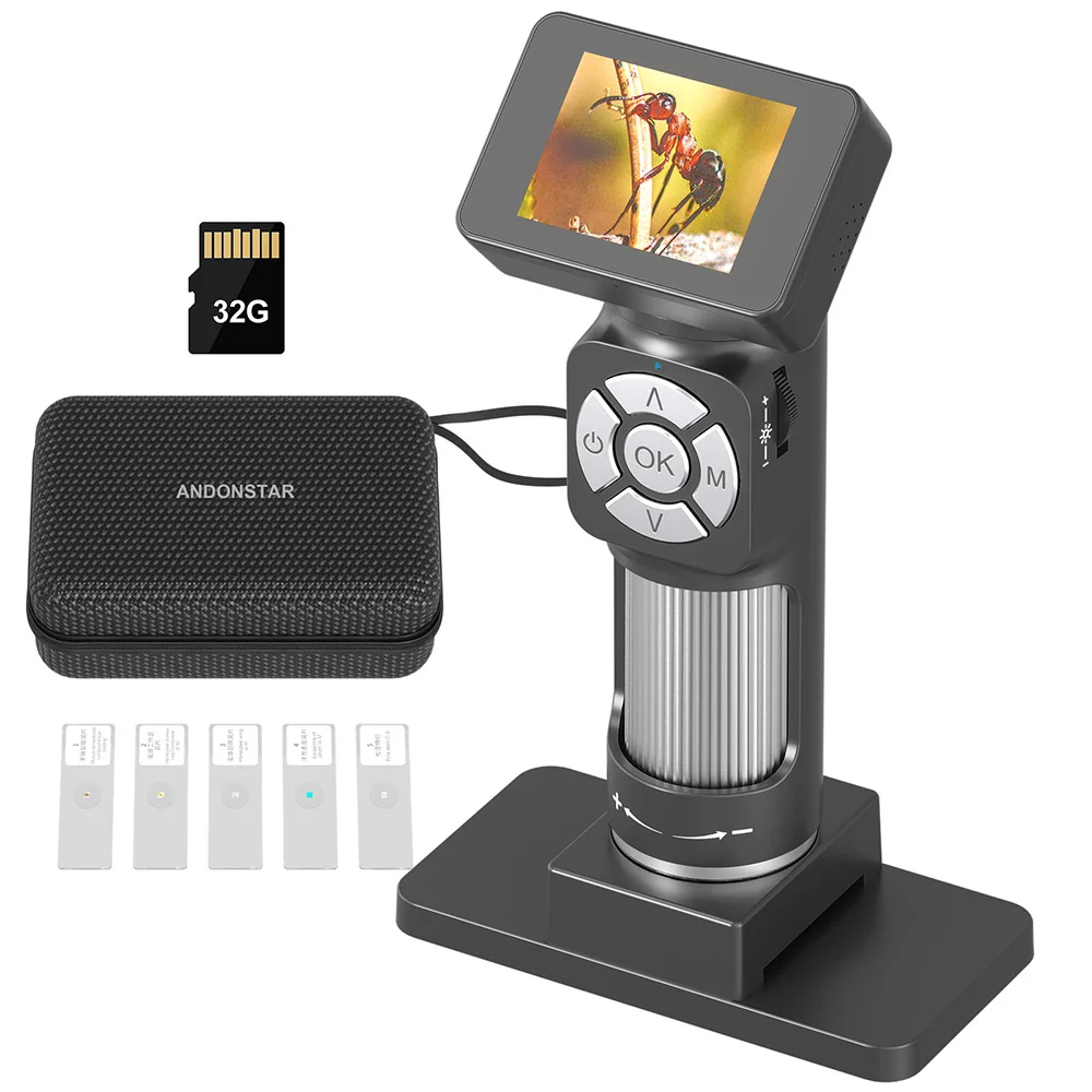 

Andonstar Новый 50x-500x USB детский цифровой микроскоп AD112 2 ''ЖК-экран Дети наблюдение Наука Образование игрушки подарки 32G карта