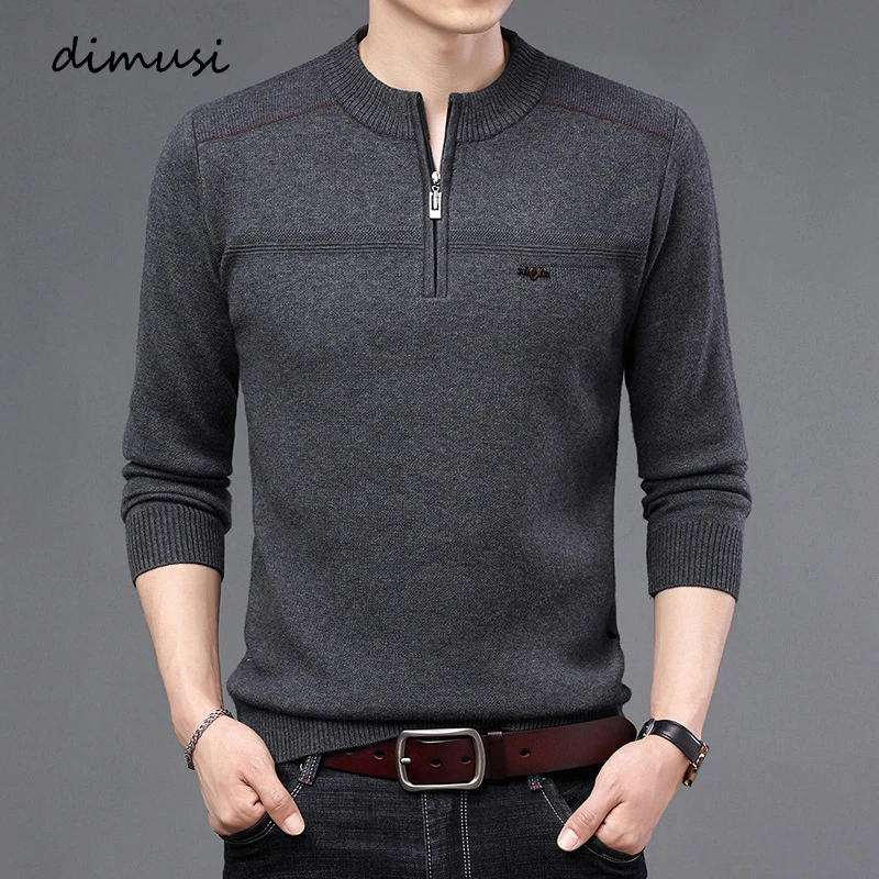 

DIMUSI Autumn Winter Mens Sweater Casual Thick Warm Cashmere Turtleneck Pullover Men O-Neck Classic Sweaters Knitwear Clothing