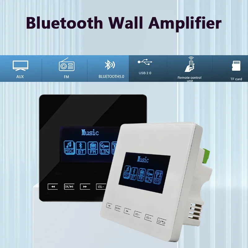 

Bluetooth Wall Amplifier Mini Touch Key Powerful Amplificador HiFi Stereo Home Theater Sound System Audio FM USB TF AUX New