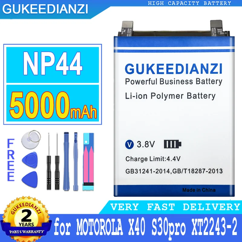 

5000mAh GUKEEDIANZI Battery NP44 for MOTOROLA moto X40 XT2301-5 PF46 S30pro S30 Pro XT2243-2 Big Power Bateria