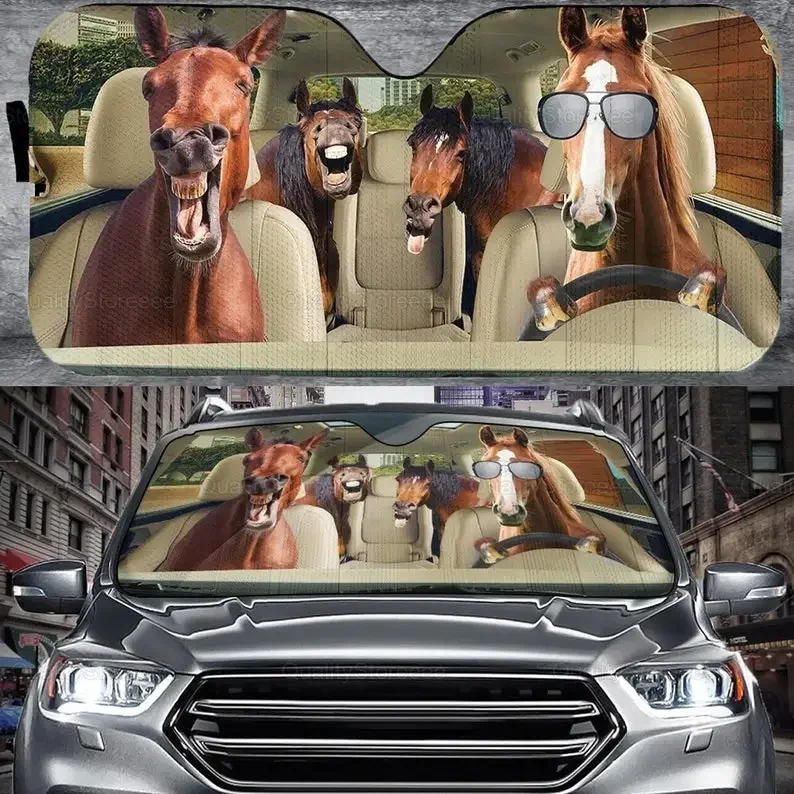 Horses Family Driving Car Sunshade, Funny Horses Car Sunshade, Horses Cute Car Sunshade, Auto sun shade, Horse Lover PHT042109A8
Horses Family Driving Car Sunshade, Funny Horses Car Sunshade, Horses Cute Car Sunshade, Auto sun shade, Horse Lover PHT042109A8