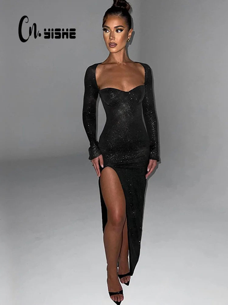 Cnyishe Fashion Party Dresses For Women Sexy Club Solid Flash Full Sleeves Backless Sheath Hip Wrap Long Vestidos Robes Female
Cnyishe Fashion Party Dresses For Women Sexy Club Solid Flash Full Sleeves Backless Sheath Hip Wrap Long Vestidos Robes Female