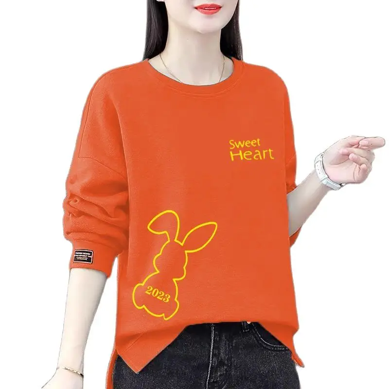 Of The Rabbit Spring And Autumn New Loose Casual Long-Sleeved Shirt Joker Thin T-shirt Women's Cotton Round Neck Spring Dress
Of The Rabbit Spring And Autumn New Loose Casual Long-Sleeved Shirt Joker Thin T-shirt Women's Cotton Round Neck Spring Dress