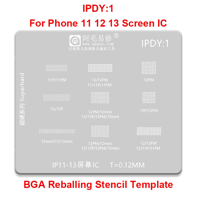 Amaoe IPDY1 BGA LCD Screen IC Reballing Stencil Template For iPhone 11 12 13 Pro Max Mini Tin Planting Soldering Net Repair Tool
Amaoe IPDY1 BGA LCD Screen IC Reballing Stencil Template For iPhone 11 12 13 Pro Max Mini Tin Planting Soldering Net Repair Tool