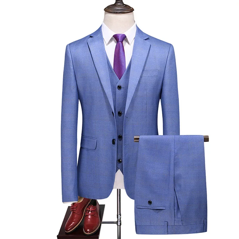 

Пиджак и брюки, жилет, комплект из трех предметов, мужской деловой Повседневный модный костюм из трех предметов в клетку, куртка, брюки, жилет, 2023