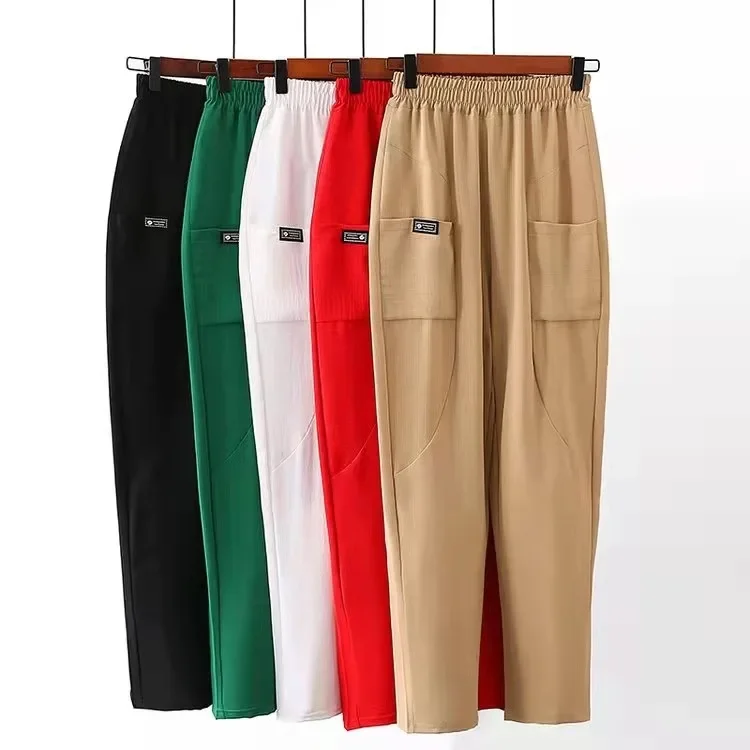 Summer Tencel Linen Long Pants for Womens Casual Trousers Woman Plus Size Lady Harem Pants Elastic Waist with Big Pockets
Summer Tencel Linen Long Pants for Womens Casual Trousers Woman Plus Size Lady Harem Pants Elastic Waist with Big Pockets
