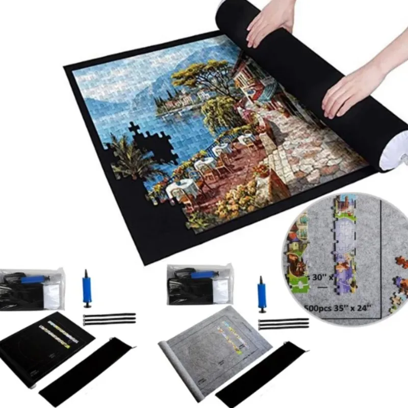 

Puzzles Pad Jigsaw Roll Felt Mat Playmat Puzzles Blanket For Up To 1500 Pcs Puzzle Accessories New Portable Travel Storage Bag