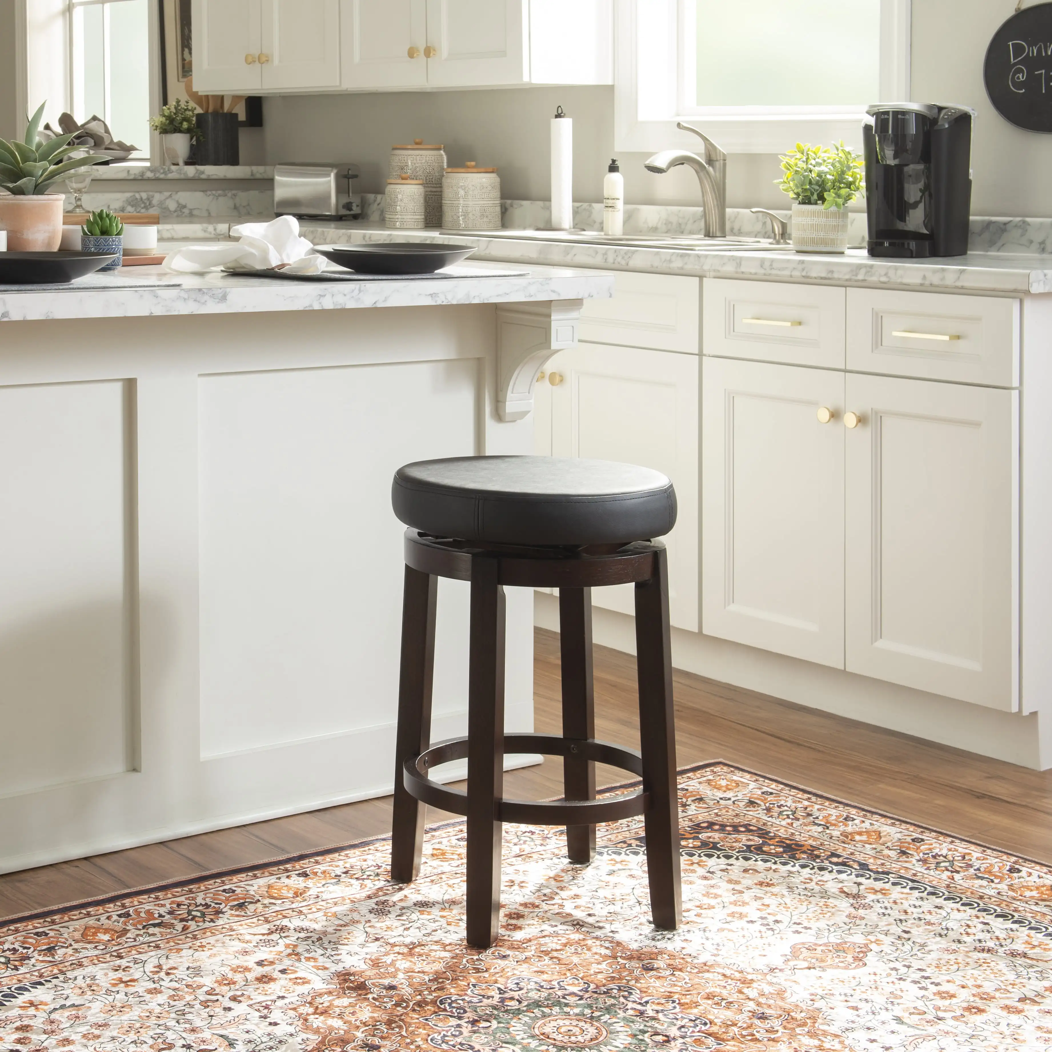 25" Bar Height Chair Kitchen Backless Swivel Tall Counter Stool Black Faux Leather
25" Bar Height Chair Kitchen Backless Swivel Tall Counter Stool Black Faux Leather
