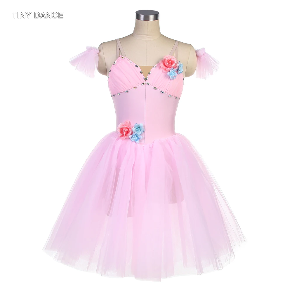 

Long Ballet Dance Tutu Female Leotard Dress Adult Spandex Bodice with Soft Tulle Tutus Ballerina Costumes for Girls 4 Colors