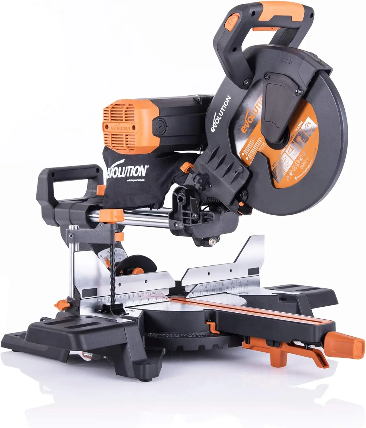 

Evolution Power Tools R255SMS-DB+ 10-Inch Dual Bevel Sliding Miter Saw Multi-Material, Multipurpose Cutting Cuts Metal,