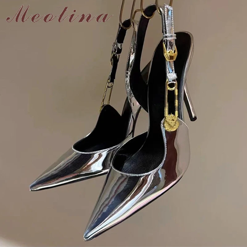 Meotina Women Slingbacks Pumps Pointed Toe Thin High Heels Buckle Metal Decoration Ladies Fashion Party Shoes Summer Orange 43
Meotina Women Slingbacks Pumps Pointed Toe Thin High Heels Buckle Metal Decoration Ladies Fashion Party Shoes Summer Orange 43
