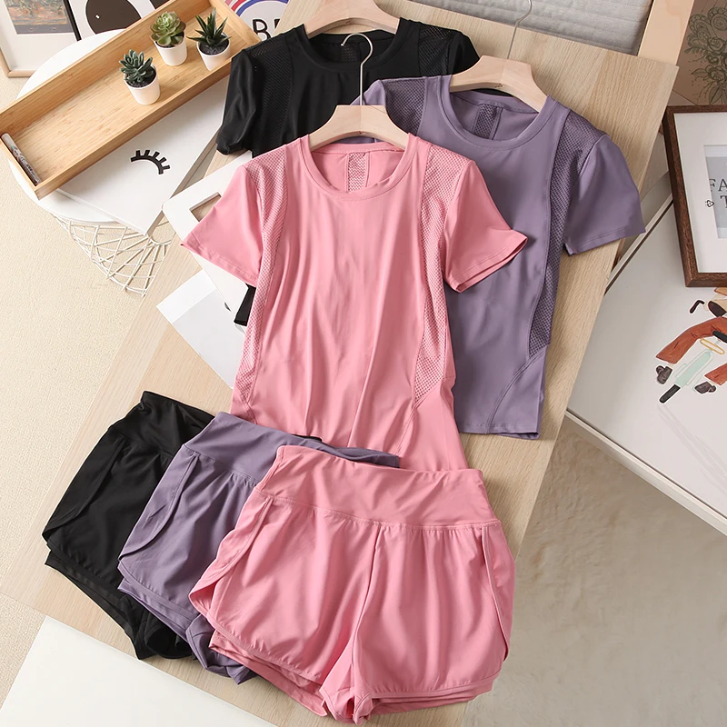 2024 Quick drying soft elastic loose mesh patchwork short sleeved shorts sports suit women's casual yoga suit two-piece set
2024 Quick drying soft elastic loose mesh patchwork short sleeved shorts sports suit women's casual yoga suit two-piece set