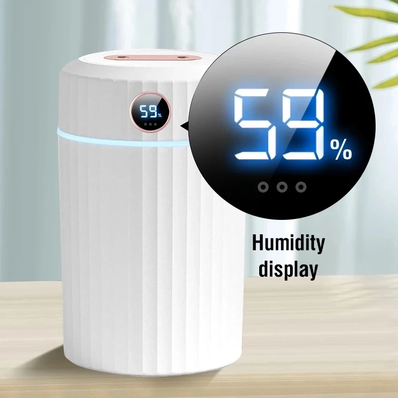 

2000ML USB Double Spray Air Humidifier With Humidity Display Office Home Anion Essential Oil Diffuser Cold Fog Machine