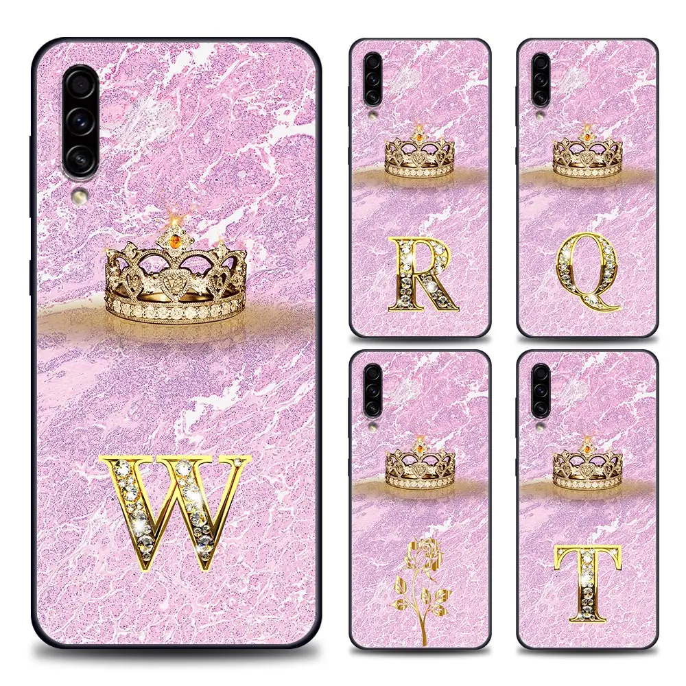 

Initial Letter W R Q Crown Phone Case For Samsung Galaxy A20e A50 A30 S A30s A40 A10 A70 A20 Note 8 9 10 20 Ultra Soft Tpu Cover