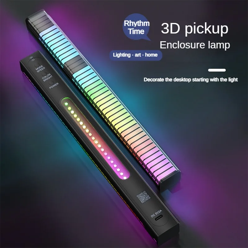 

RGB LED Induction Atmosphere Light USB Car Smart APP Double Sided Pickup Lamp Desktop Voice Activated Music Rhythm Light Strip