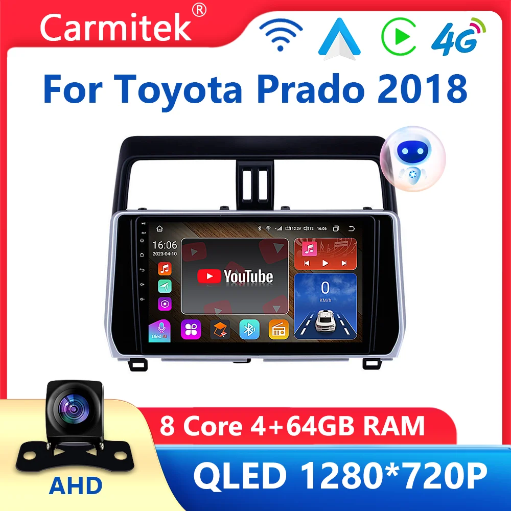 

Android Car Radio GPS Navigation For Toyota Land Cruiser Prado 150 2017 2018 Auto Stereo Multimedia Player No 2Din WIFI 4G