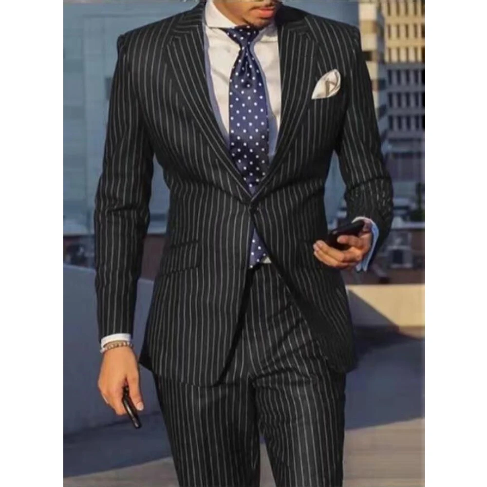 2022 Navy Blue 2 Pieces Slim Fit Business Men Suit Groom Wedding Tuxedo Striped Custom Skinny Prom Wedding Business Suit
2022 Navy Blue 2 Pieces Slim Fit Business Men Suit Groom Wedding Tuxedo Striped Custom Skinny Prom Wedding Business Suit
