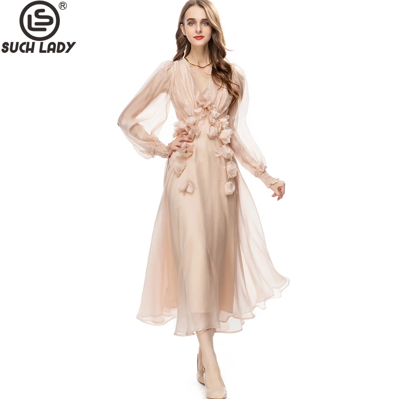 Women's Runway Dresses V Neck Long Lantern Sleeves A Line High Street Casual A Line Vestidos
Women's Runway Dresses V Neck Long Lantern Sleeves A Line High Street Casual A Line Vestidos