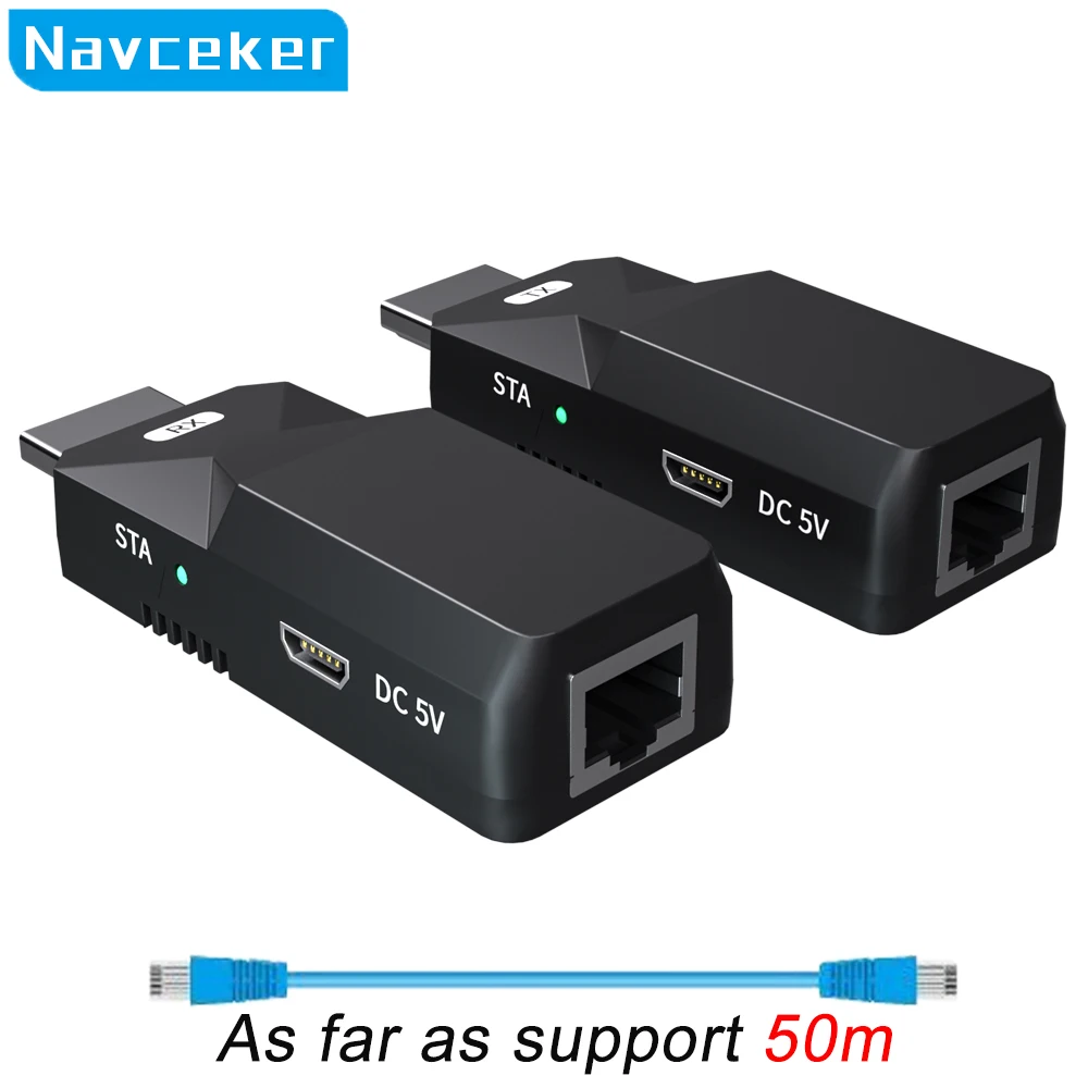 

2024 50M HDMI Over IP Network Extender 1080P HDMI Transmitter by RJ45 CAT5e CAT6 LAN Extensor Like HDMI Splitter Support POE