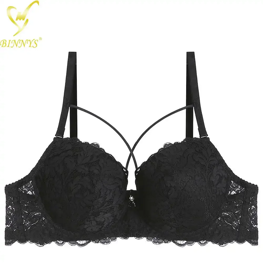 

BINNYS Bras for Women C Cup High Quality Lingerie Sexy Underwire Femme 3/4 Cup Ladies Spandex Lace Bra