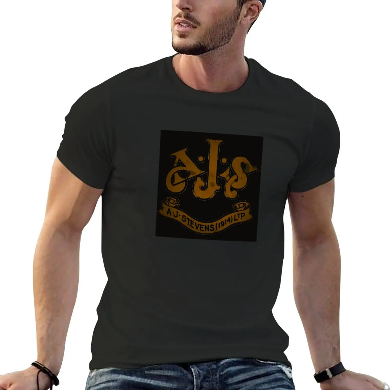 

Distressed AJS Logo T-Shirt tees aesthetic clothes graphics heavyweights mens t shirts casual stylish