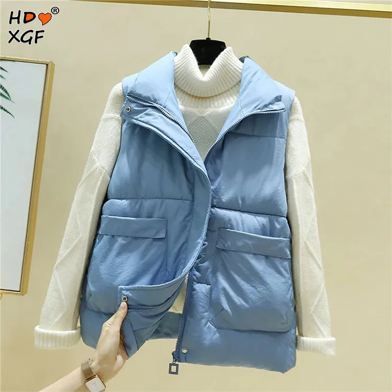 Korean Fashion Sleeveless Thicken Warm Cotton Padded Jackets Women Loose Puffy Chaquetas Winter All-match Stand Collar Waistcoat
Korean Fashion Sleeveless Thicken Warm Cotton Padded Jackets Women Loose Puffy Chaquetas Winter All-match Stand Collar Waistcoat