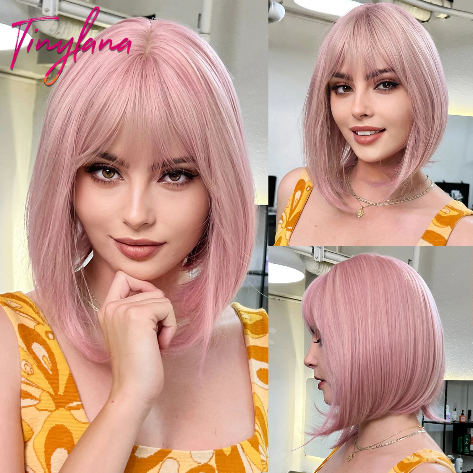 Light Pink Short Straight Hair Synthetic Cosplay Bob Wigs with Bangs for White Women Afro Natural Party Daily Heat Resistant Wig
Light Pink Short Straight Hair Synthetic Cosplay Bob Wigs with Bangs for White Women Afro Natural Party Daily Heat Resistant Wig