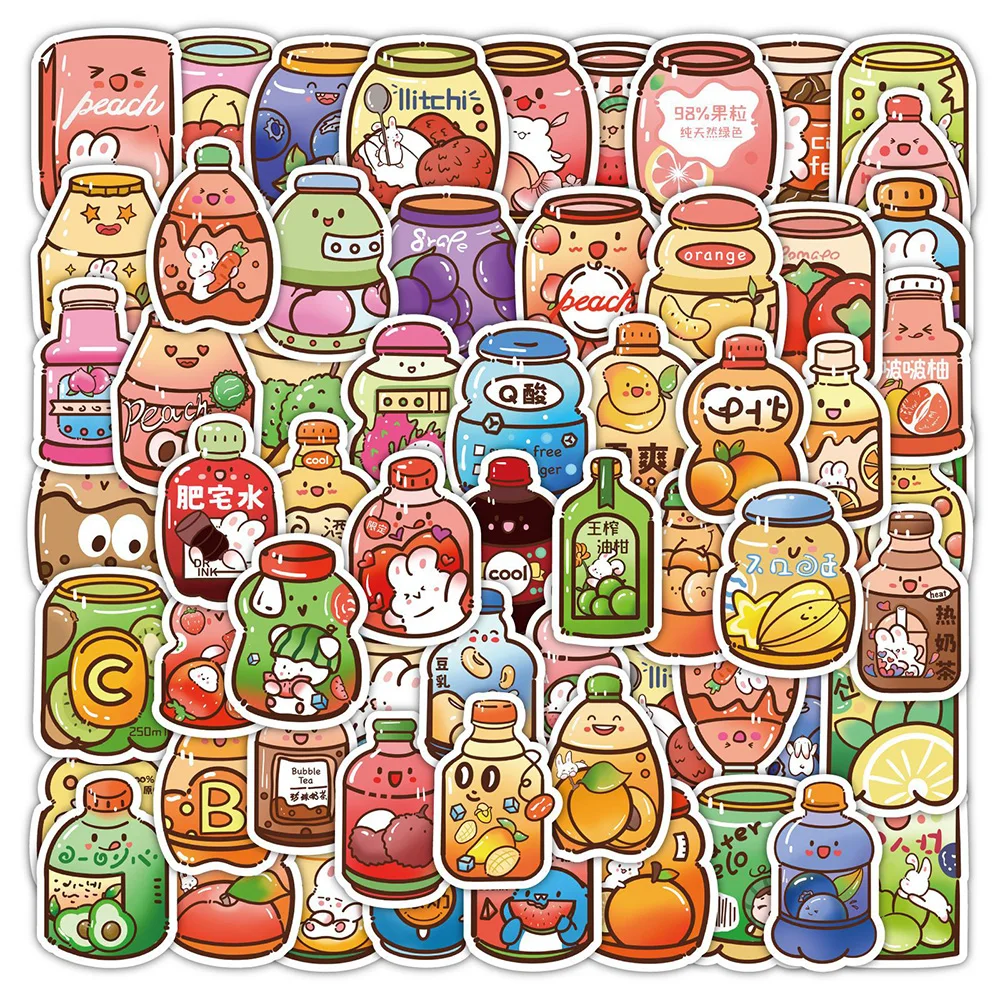 

10/30/60PCS INS Kawaii Cute Drink Aesthetic Stickers Cartoon Decals Laptop Phone Scrapbook Diary Car Graffiti Sticker Kid Toy