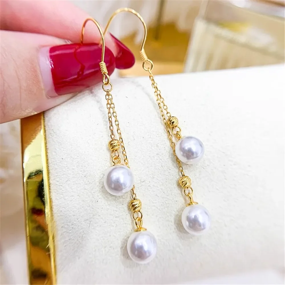 

DIY Pearl Mini Accessories S925 Pure Silver Ear Stud Empty Holder Gold Silver Earrings Fit 7-10mm Circle