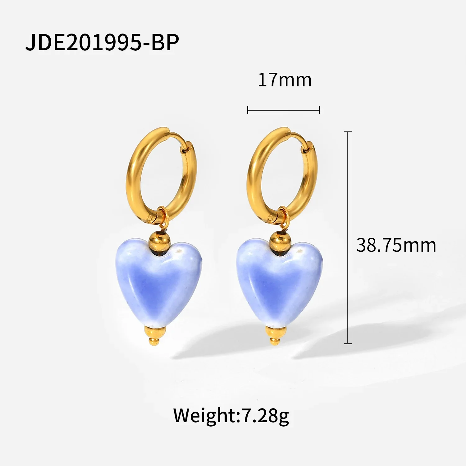 

Fashion Women Gold Peach Heart Stainless Steel Electroplate Glazed Water Drop Pendant Charms Solid Color Red Earrings Jewelry