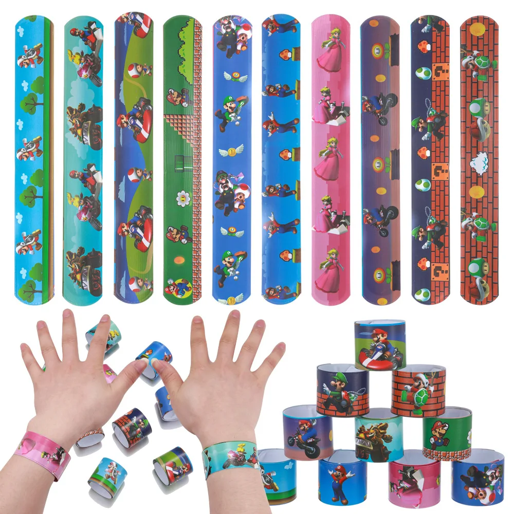 

Anime Super Mario Bros. Clapper Bracelet Cartoon PVC Toad Yoshi Daisy Luigi Bowser Children's Birthday Party Supplies Toy Gifts