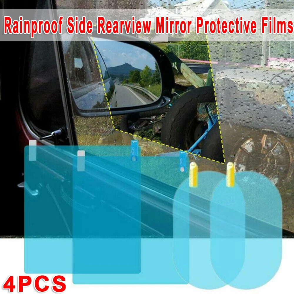 4Pc Anti-Fog Film Car Rear Mirror Protective Film Window Clear Rainproof Rear View Mirror Protective Anti-glare Clear Film Set
4Pc Anti-Fog Film Car Rear Mirror Protective Film Window Clear Rainproof Rear View Mirror Protective Anti-glare Clear Film Set