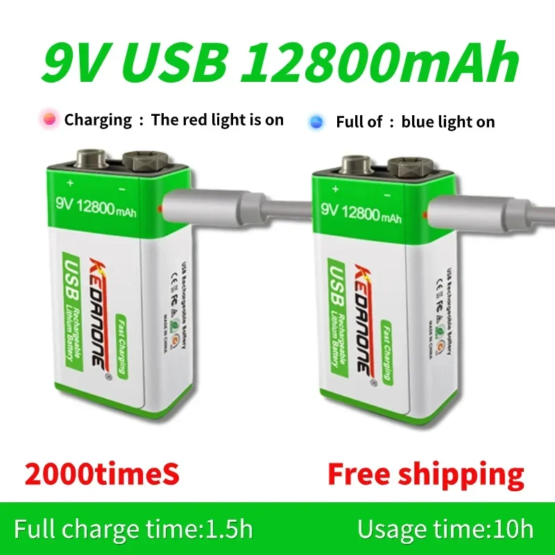 New 9V Rechargeable Battery 12800mAh 6F22 Micro USB 9v Li-ion Lithium Batteries for Multimeter Microphone Toy Remote Control KTV
New 9V Rechargeable Battery 12800mAh 6F22 Micro USB 9v Li-ion Lithium Batteries for Multimeter Microphone Toy Remote Control KTV
