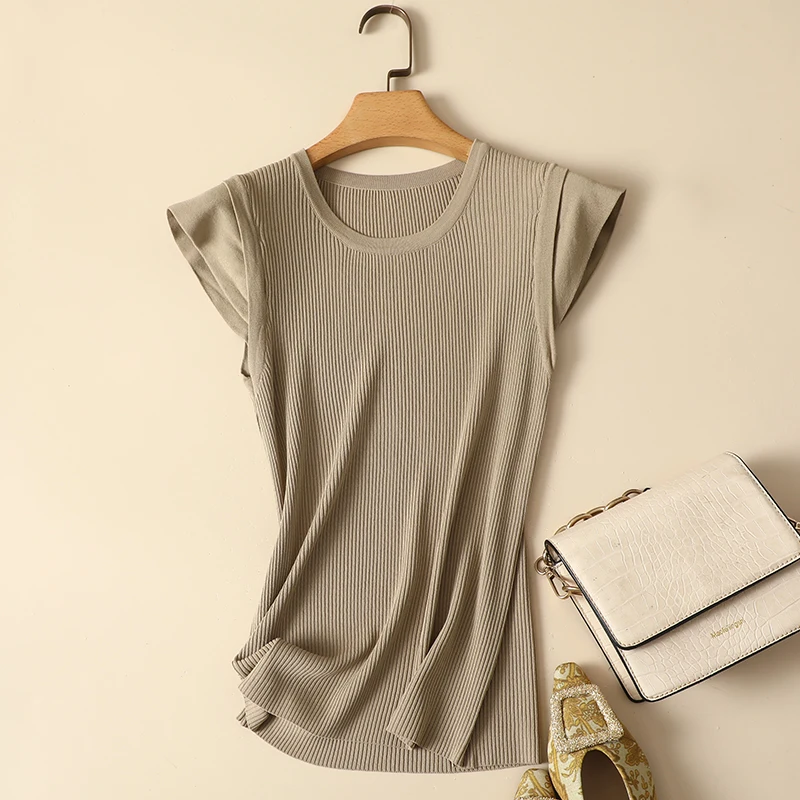 Solid Knitted Women T-Shirts Summer New Design 2023 Slim Casual Elegant Female Pulls Tops Tees
Solid Knitted Women T-Shirts Summer New Design 2023 Slim Casual Elegant Female Pulls Tops Tees