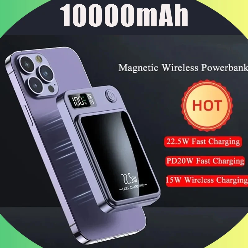 

10000mAh Magnetic Qi Wireless Charger Power Bank 22.5W Mini Power Bank for IPhone 15 14 13 Samsung Huawei Xiaomi Fast Charging