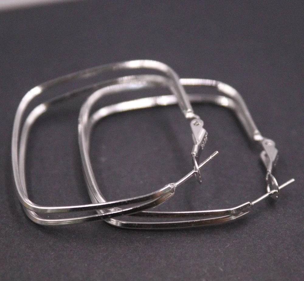 Real Solid 925 Sterling Silver Hoop Women Lucky Hollow Double Row Square Stud Earrings
Real Solid 925 Sterling Silver Hoop Women Lucky Hollow Double Row Square Stud Earrings