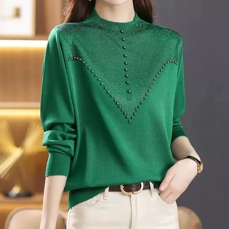 Spring Autumn New Temperament Thin Knitting Top Long Sleeve O-neck Solid Loose Plus Size Pullovers Fashion Elegant Women Clothes
Spring Autumn New Temperament Thin Knitting Top Long Sleeve O-neck Solid Loose Plus Size Pullovers Fashion Elegant Women Clothes