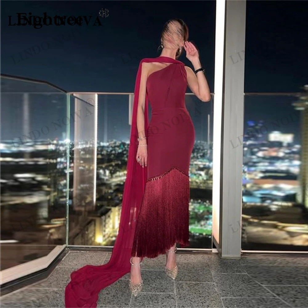 

LINDO NOIVA 2023 Burgundy Mermaid Prom Dresses Vintage Abendkleider Dubai Chiiffion Long Evening Dress Formal Occasion Gowns