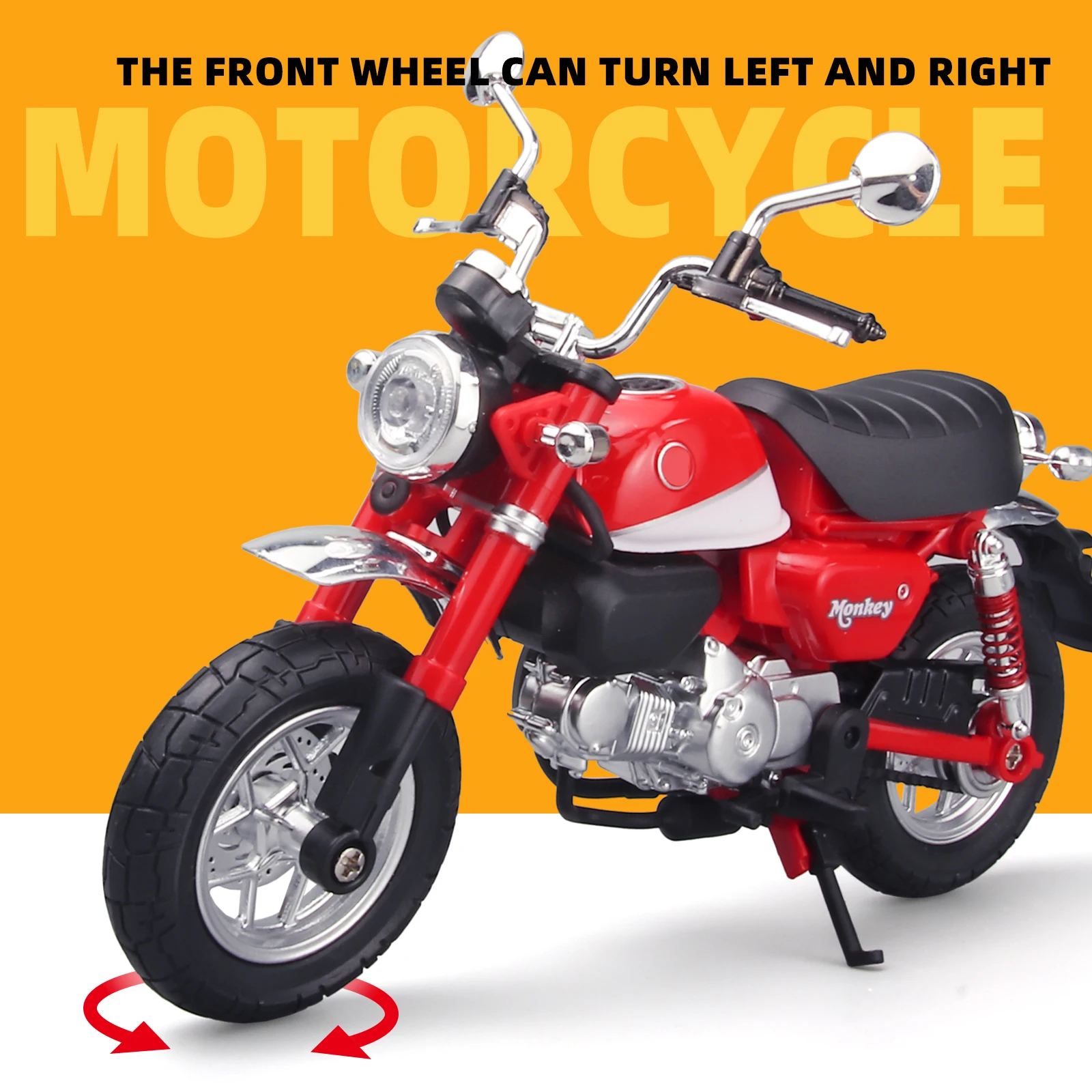 Модель мотоцикла 1/12 Monkey 125, миниатюрная Коллекционная модель из сплава под давлением, со звуком и фотомагнитом, автомобильные игрушки, подарки для детей-парней
Модель мотоцикла 1/12 Monkey 125, миниатюрная Коллекционная модель из сплава под давлением, со звуком и фотомагнитом, автомобильные игрушки, подарки для детей-парней