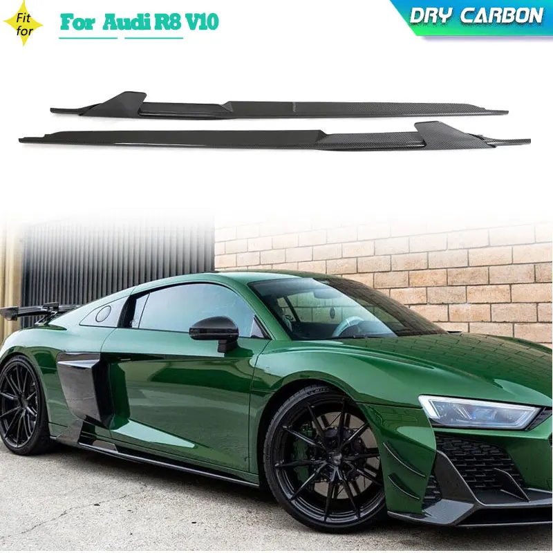 

Dry Carbon Car Side Skirts Extensions For Audi R8 V10 Coupe Convertible 2-Door 2023 Auto Racing Side Skirts Apron Protector