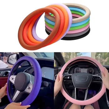 Car Steering Wheel Cover Universal Silicone Car Grip Handle Cover Silicone Protective Cover DIY Tuning Interior Accessories