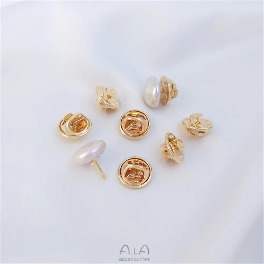 

14K gold pearl nail buckle collar buckle cardigan shawl buckle pin small Brooch collar pin manual DIY bayonet needle material