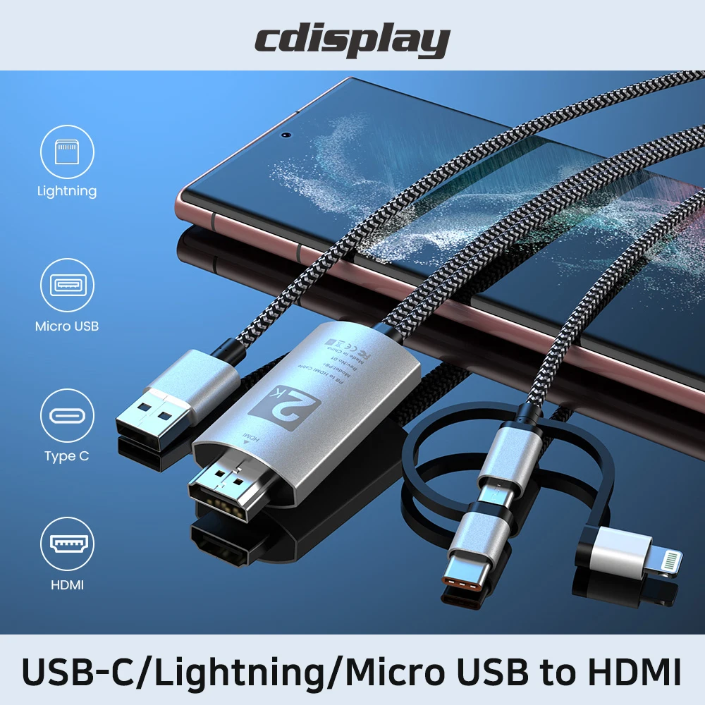 Cdisplay 3 in 1 USB C HDMI Cable Type C to HDMI 2K for iPhone TV Converter MacBook Air iPad Samsung Pixelbook XPS HDMI Adapter
Cdisplay 3 in 1 USB C HDMI Cable Type C to HDMI 2K for iPhone TV Converter MacBook Air iPad Samsung Pixelbook XPS HDMI Adapter