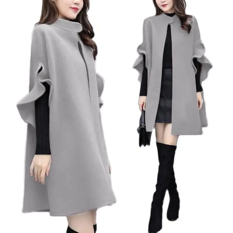 Fashion Design Woolen Coat 2023 New Women's Spring Autumn Mid-Length Short Sleeves Cloak Woolen Windbreaker Outerwear Female
Fashion Design Woolen Coat 2023 New Women's Spring Autumn Mid-Length Short Sleeves Cloak Woolen Windbreaker Outerwear Female