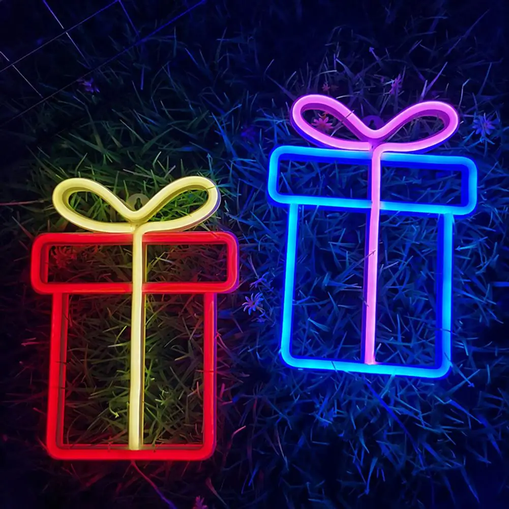 

Night Light Vibrant Led Gift Box Neon Lights Create with Colourful Modelling Lights for Christmas Day Decoration Bedroom