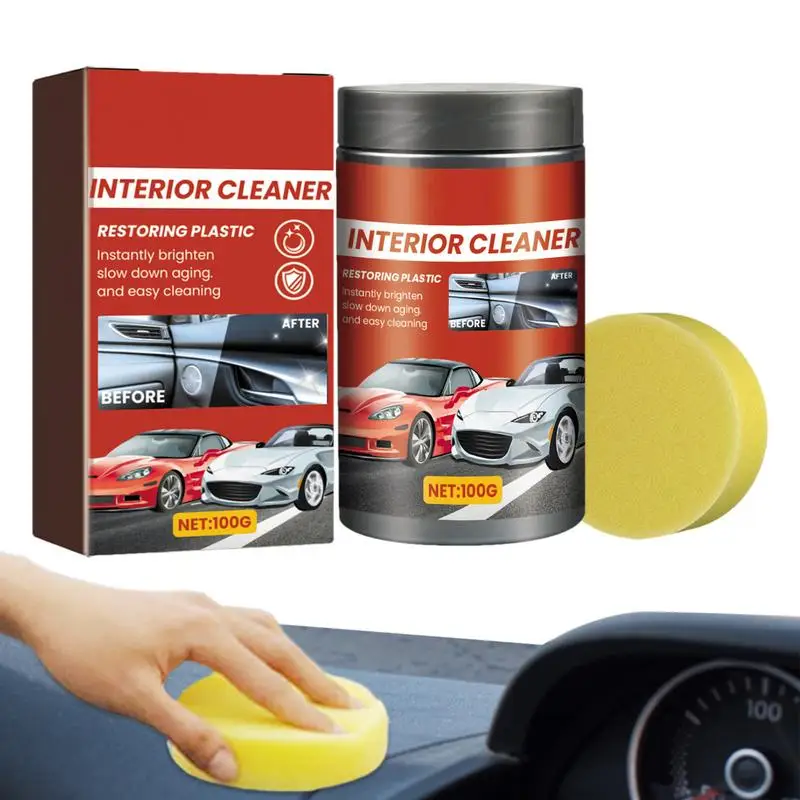 

100g Plastic Parts Retreading Agent Gloss Cleaning Polish Wax Car Plastic Restorer Instrument Panel Restoration Renovator Paste