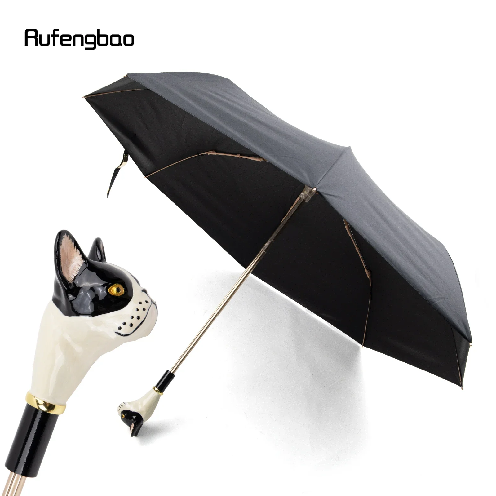 

Puppy Dog Handle Women's Men's Umbrella, Automatic Umbrella, Folding UV Protection Sunny and Rainy Days Windproof Umbrella