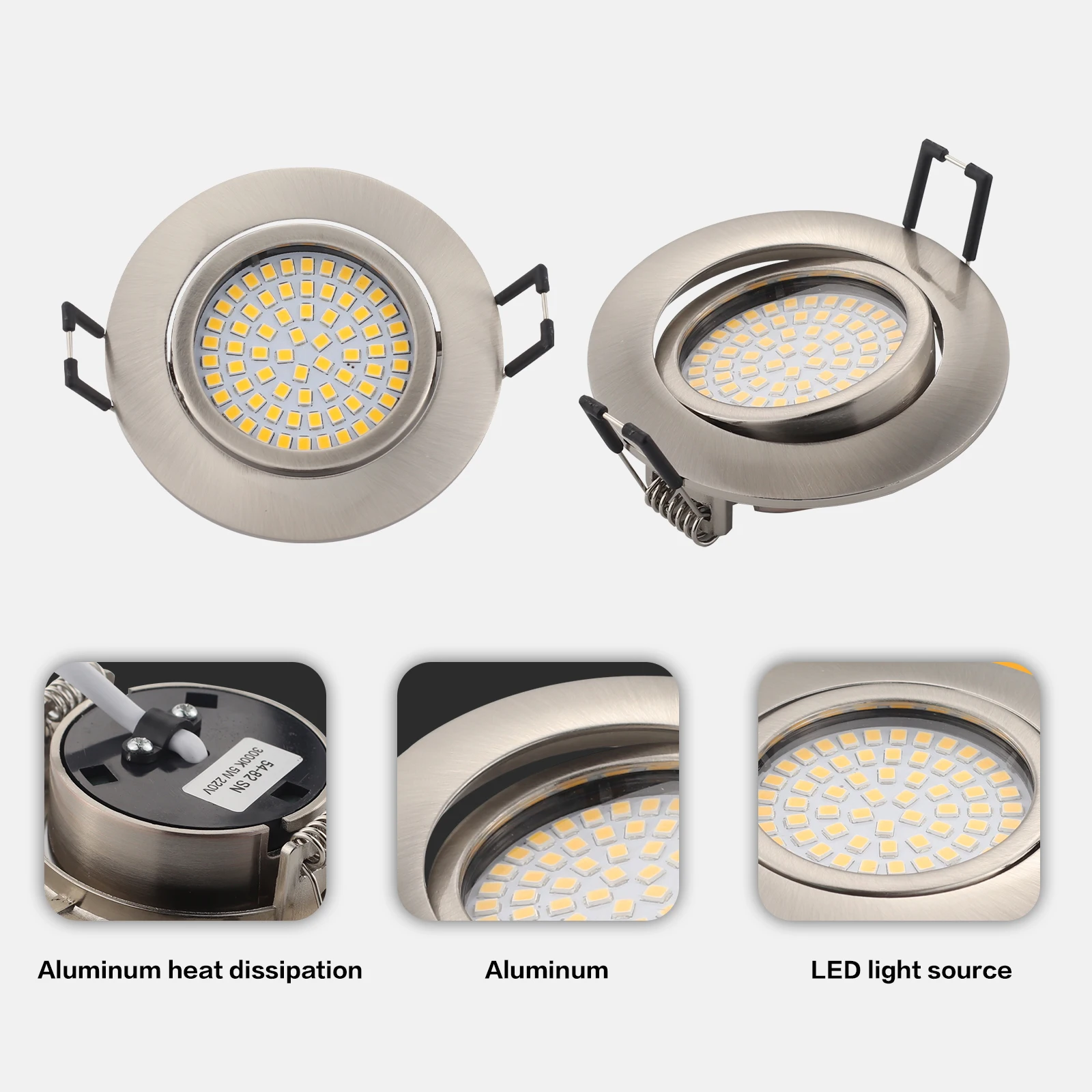 

Ceiling Adjustable Tilt Recessed 5W / 450lm Mains Powered Ultra Slim Ceiling Light Downlight Round Spot Lights for